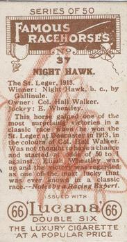 1923 Sandorides Lucana Famous Racehorses #37 Night Hawk Back